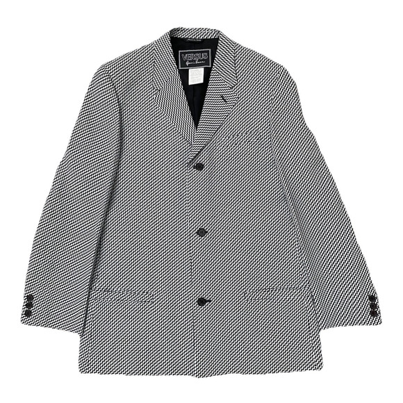 VERSUS by GIANNI VERSACE Blazer Jacket Zig Zag Stripe White Black 36 50 M Vintag - Picture 1 of 11